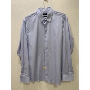 Boss Regular Fit 44 17 1/2 Button Down Shirt White With Blue Stripes